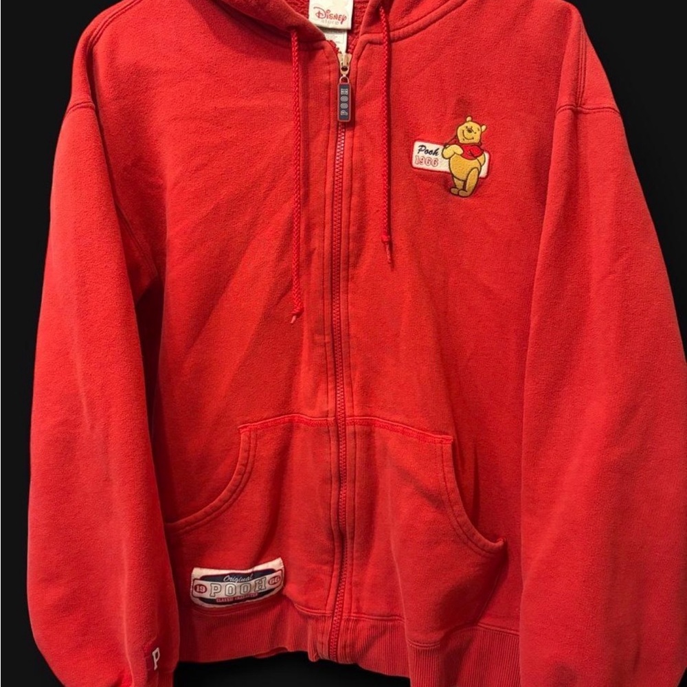 Vintage Y2K Disney Winnie the Pooh Red Zip Hoodie